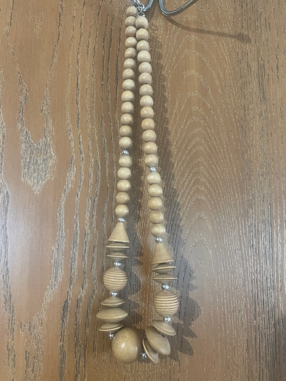 Wood Bead Statement Necklace in Light Naturaly - 11.5in long
